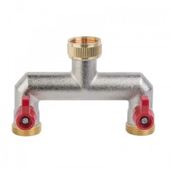Трійник 3/4" із двома кульовими кранами 3/4" BRASS, BR-3034 (Bradas)
