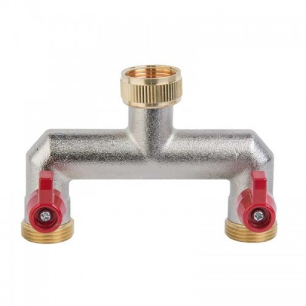 Трійник 3/4" із двома кульовими кранами 3/4" BRASS, BR-3034 (Bradas)
